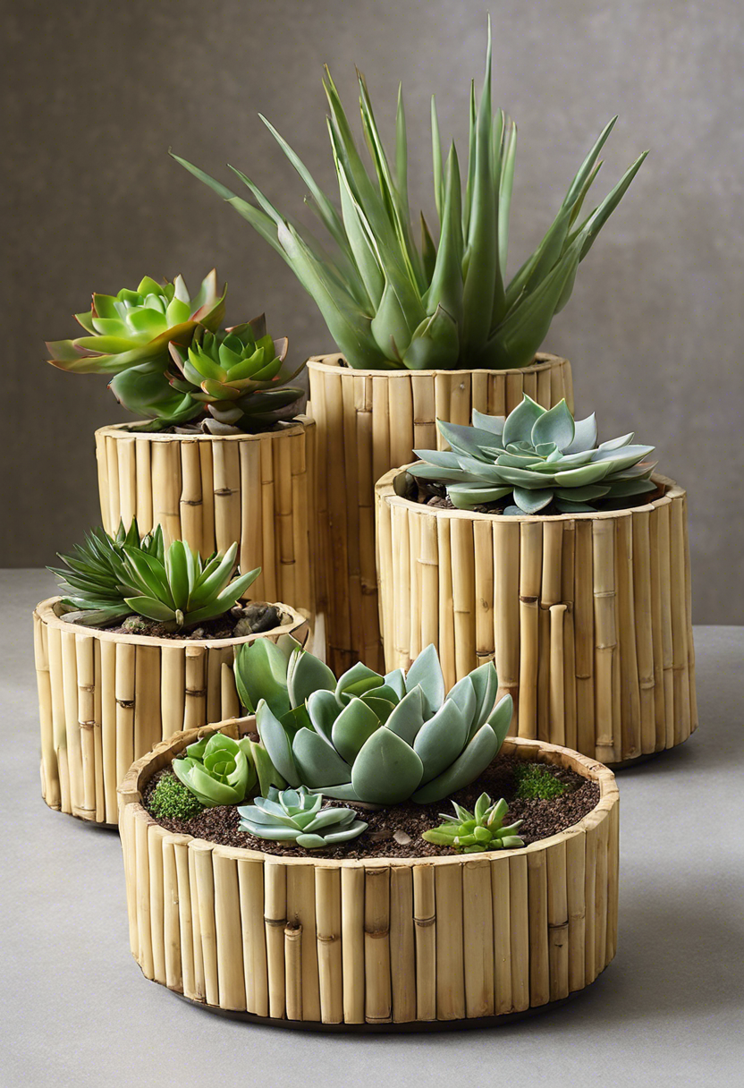 Succulent Bamboo Planters Ideas