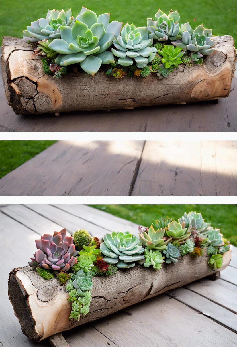 Succulent Log Planter Ideas