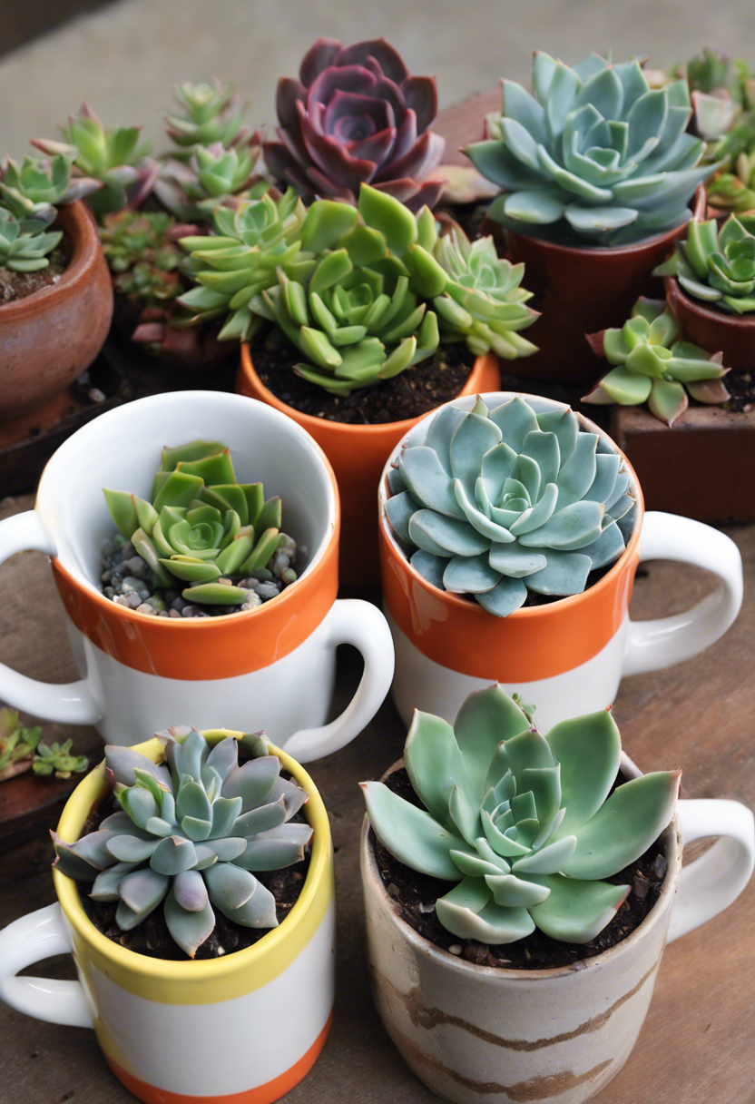 Succulent Mug Planters Ideas