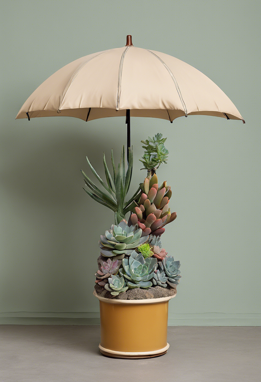 Succulent Umbrella Stand Ideas