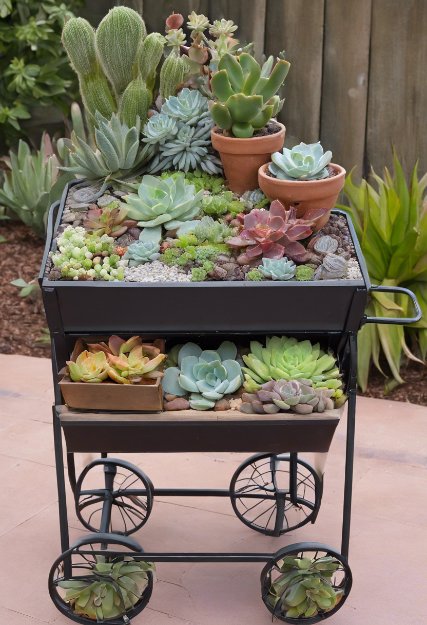 BBQ Succulent Garden Cart