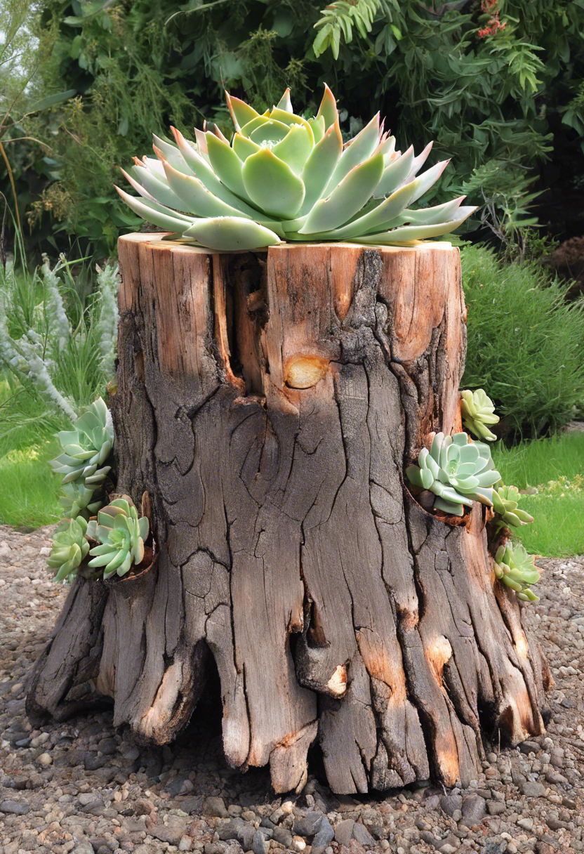 BBQ Succulent Tree Stump