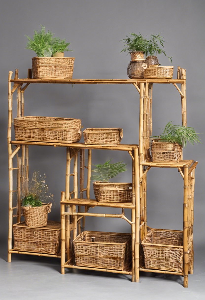 Bamboo Shelves with Baskets