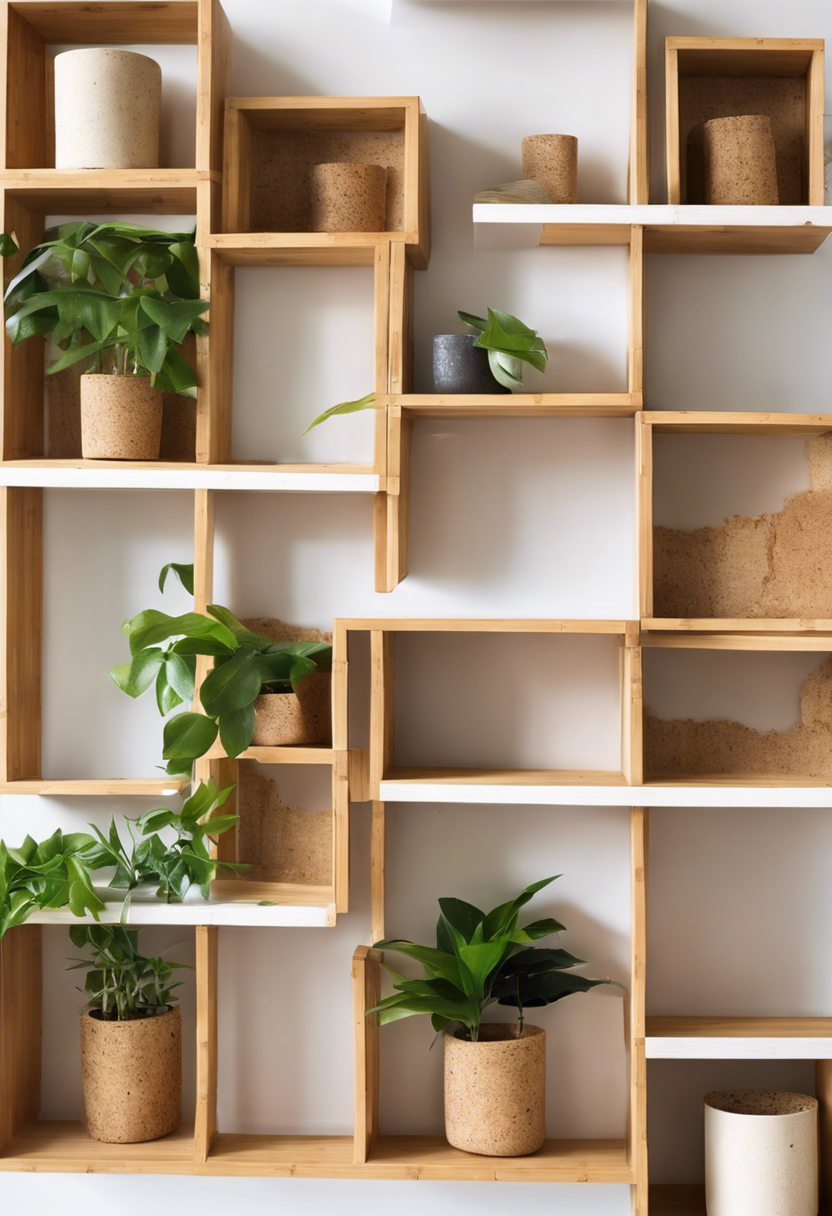Bamboo Shelves with Cork Planters