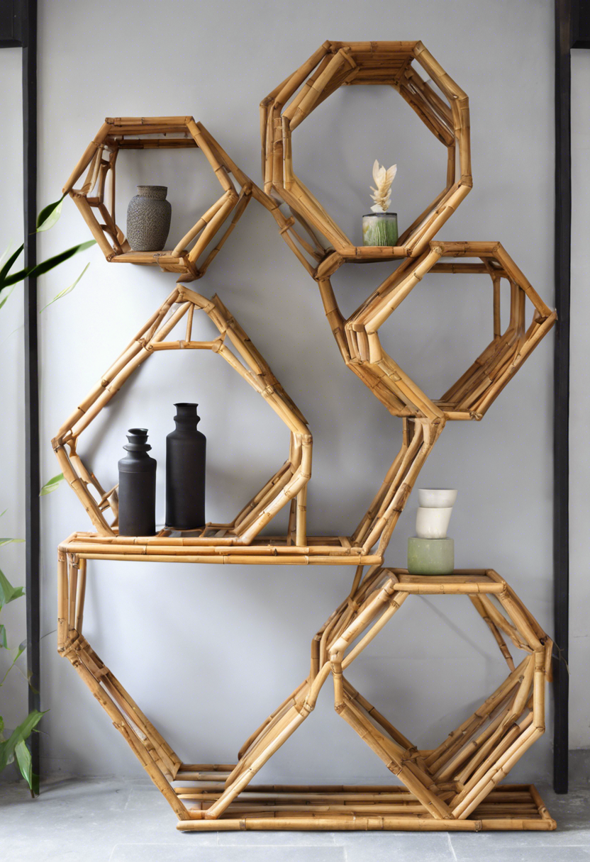 Geometric Bamboo Shelves