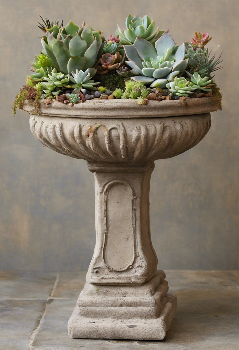 Succulent Bird Bath