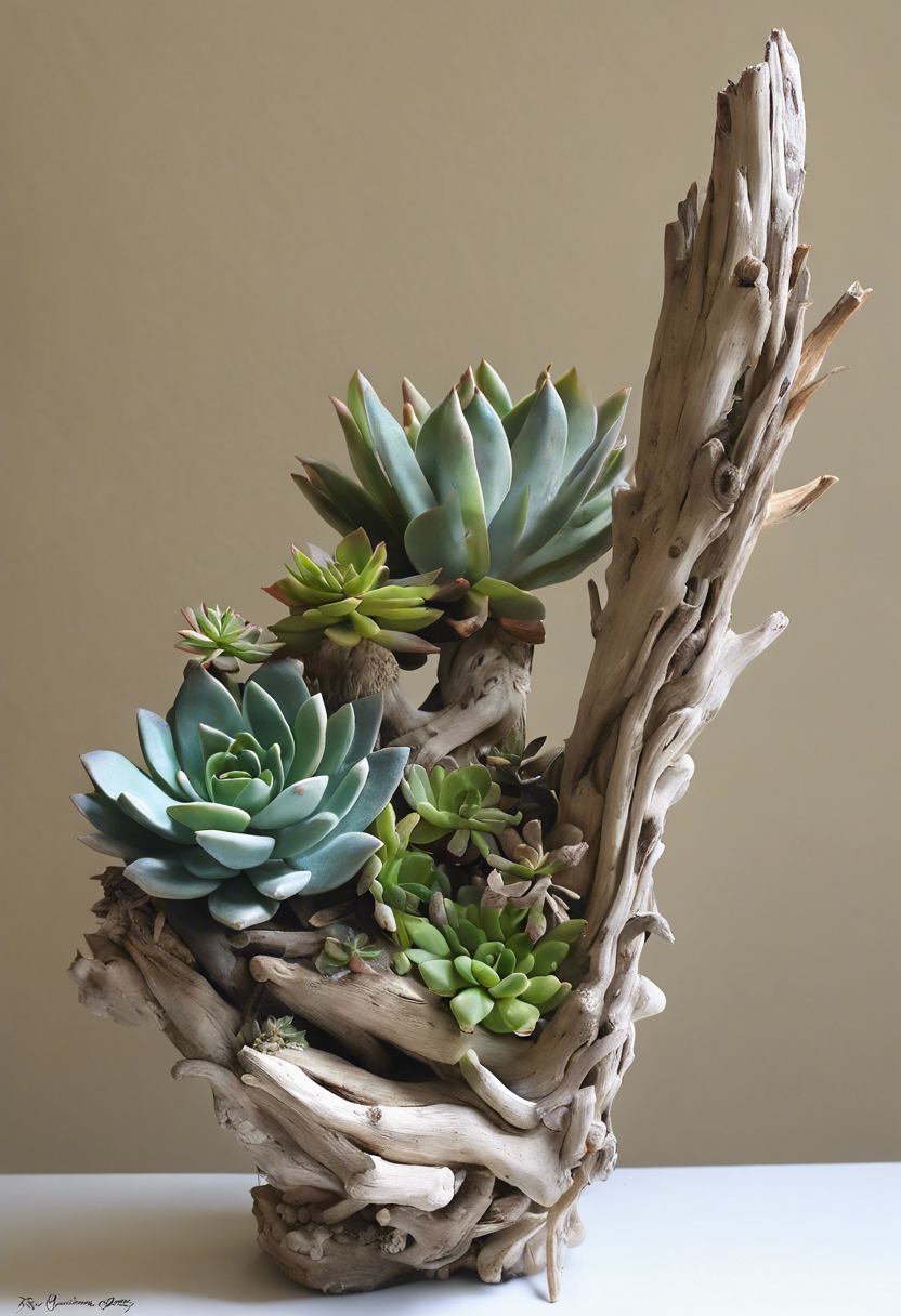 Succulent Driftwood Sculpture