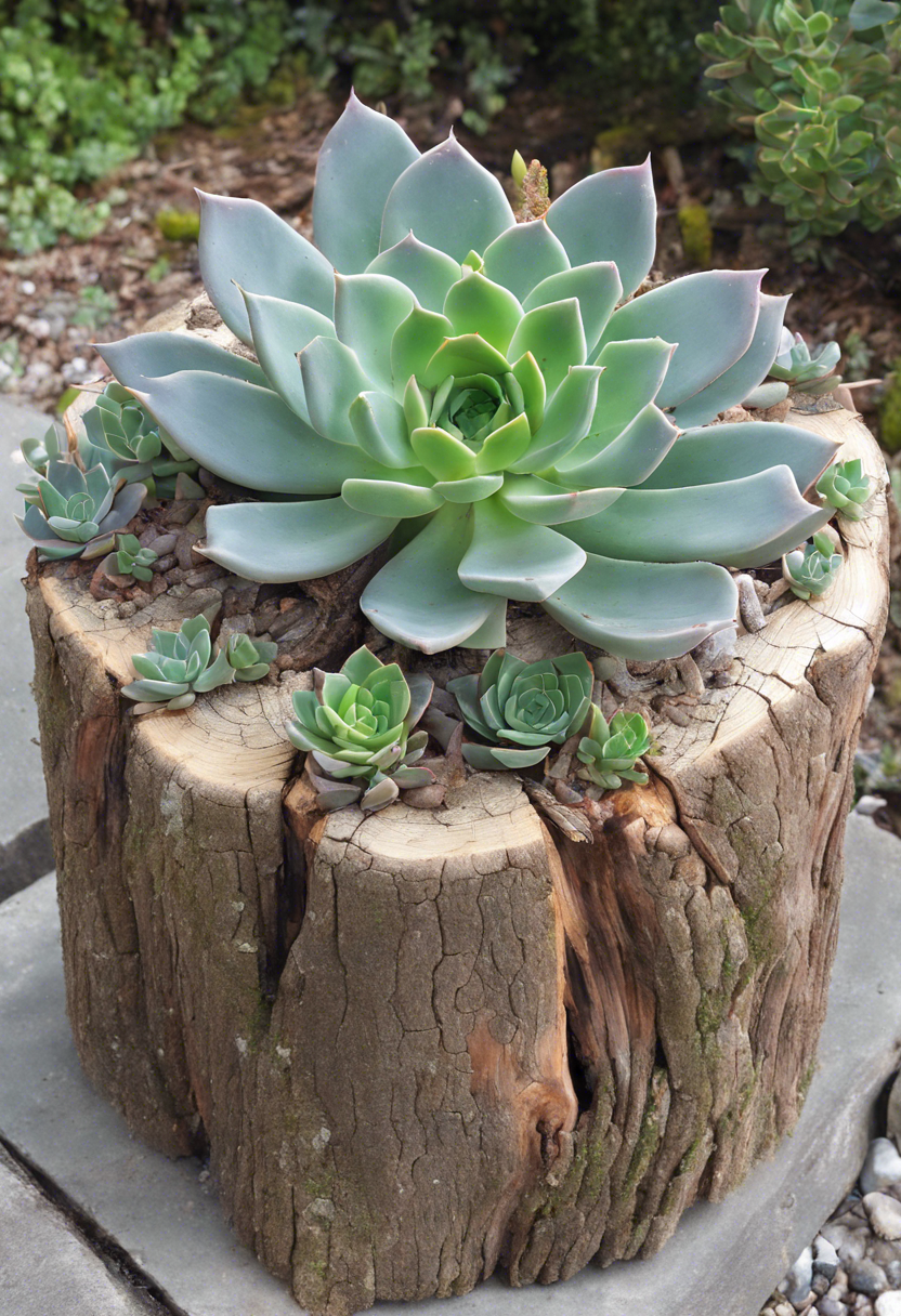 Succulent Tree Stump