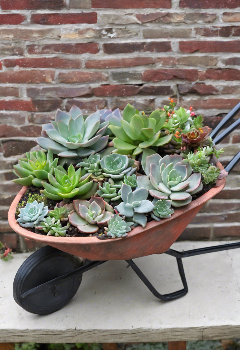 Succulent Wheelbarrow Planter
