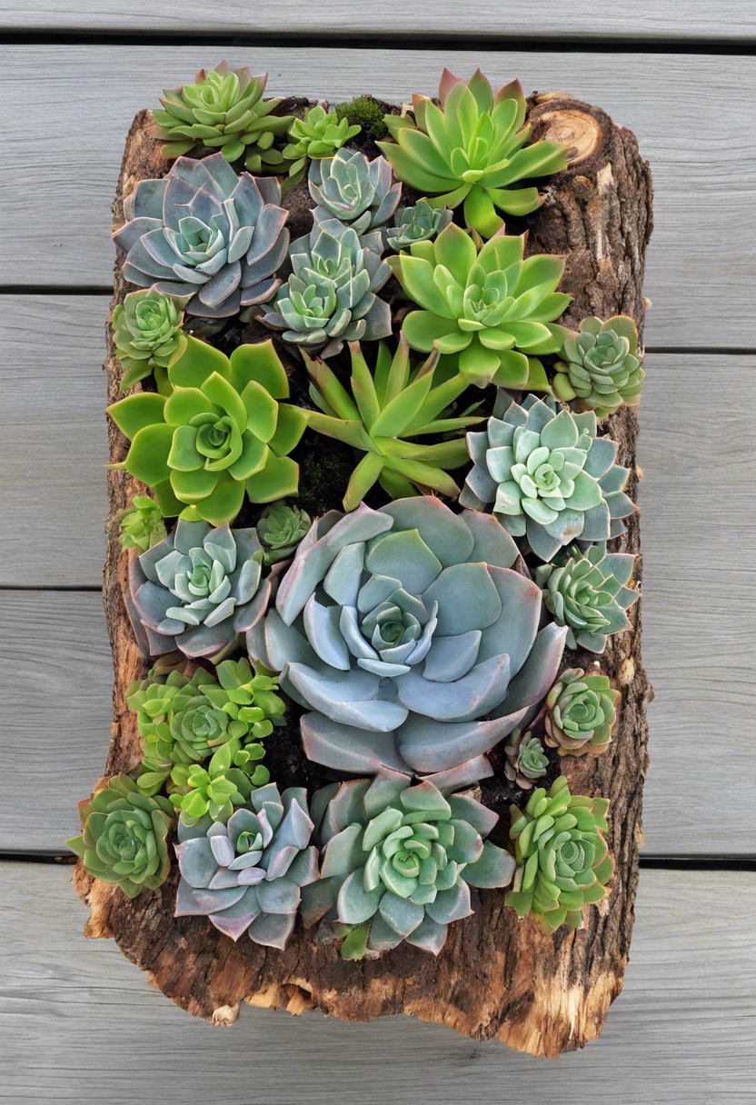 Succulent-filled Log Planter