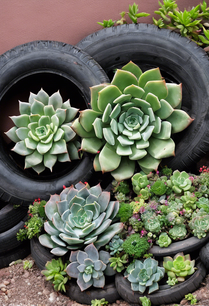 Succulent-filled Old Tire