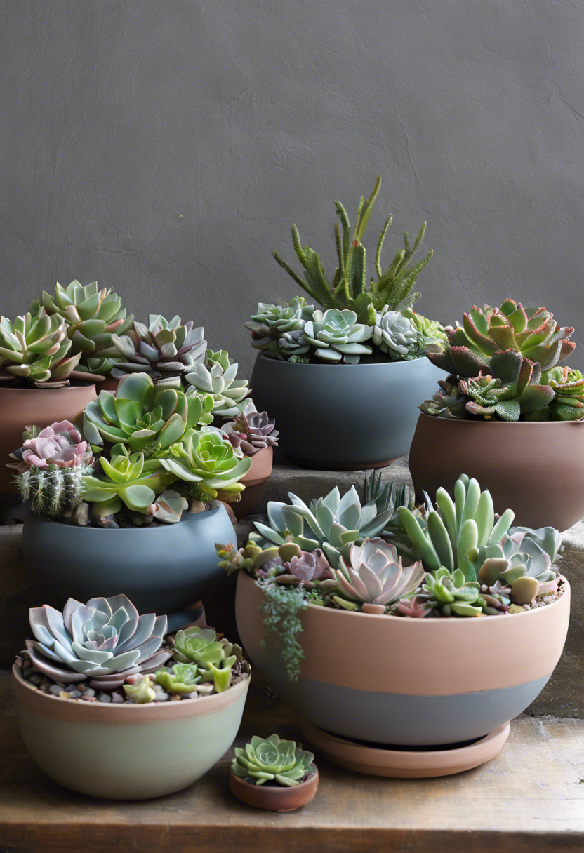 Succulent-filled Pots on Stands